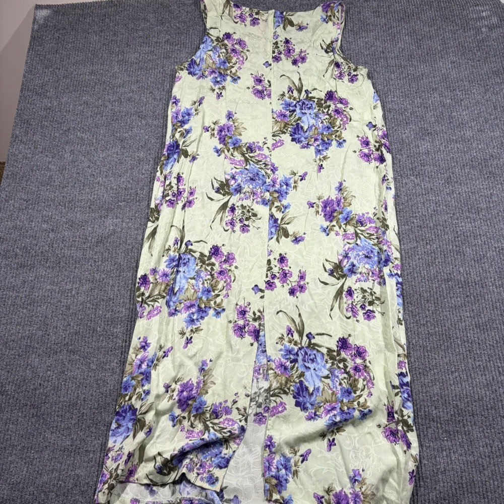 K Woman Dress Womens 14 Collection Floral Rayon Sleeveless Maxi Green Purple - Picture 4 of 4